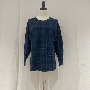Smash + Tess Keep It Cozy Long Sleeved Top in Blue Plaid Size XS